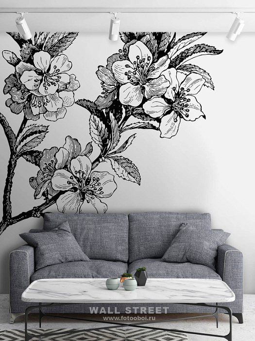Фотообои в интерьере артикул Floreale 52, ЦВЕТОЧНЫЙ / FLOREALE, Wall street